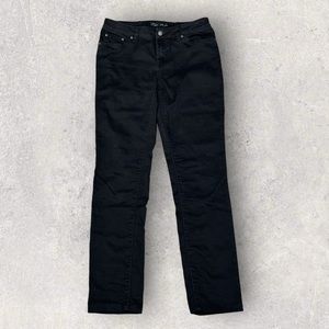 Prana Women Sz 8/29 TALL Black Out Stretch Denim Mid Rise Skinny Kayla Jeans